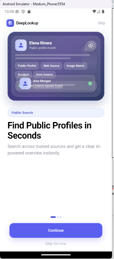 DeepSearch — home screen